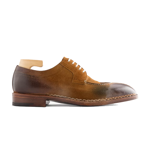 Derby Blucher Brown Suede Leather Man Shoes 605