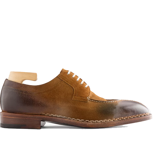 Derby Blucher Brown Suede Leather Man Shoes 605