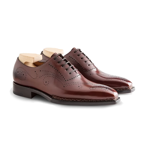 Oxford Dark Brown Leather Shoes In Pure Italian Leather