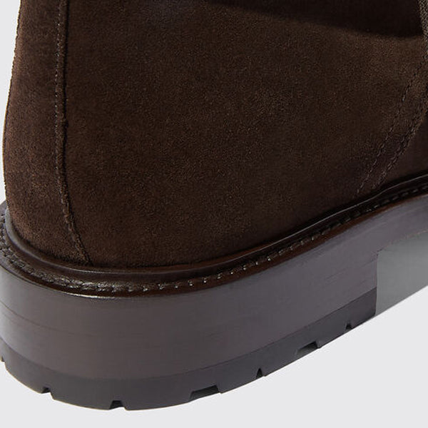 Derby High Ankle Dark Brown Colored Suede Leather Boots