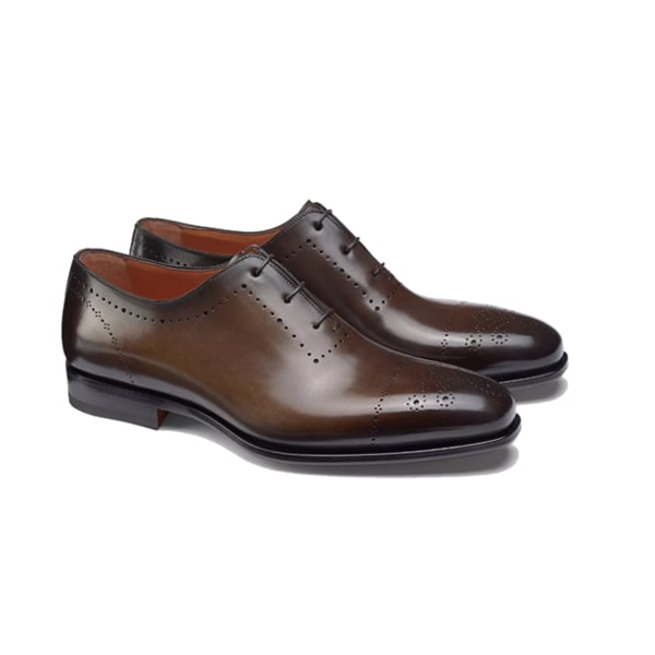 Oxford Leather Wholecut Brown Lace up Shoes