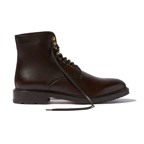 Derby High Ankle Dark Brown Coloured Leather Boots 683