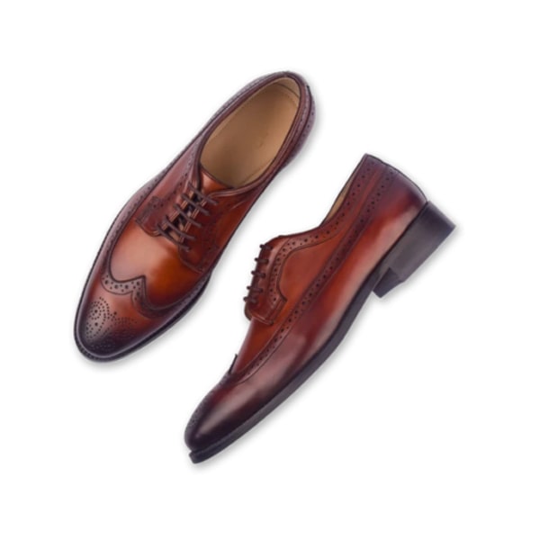 Wingtip Derby Red Italian Leather Men Shoes