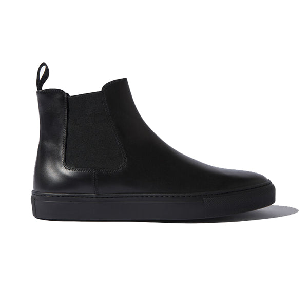 Classic Chelsea Round Toe Black Leather Ankle Boots 648