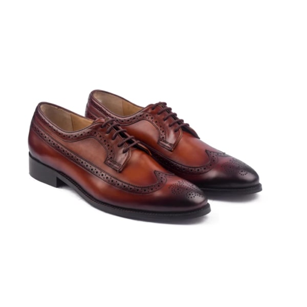 Wingtip Derby Red Italian Leather Men Shoes