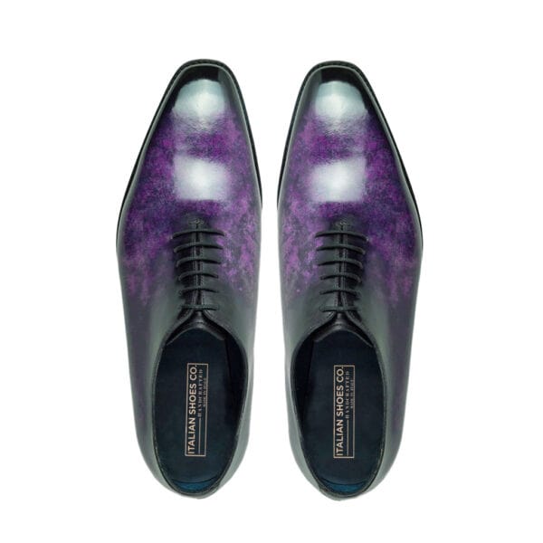 Classic Oxford Lace up Purple Shoes with Patina Design