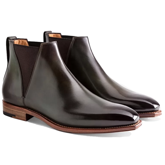 Classic Chelsea Round Toe Shiny Boots