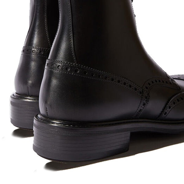 Wingtip Black Leather High Ankle Derby Boots