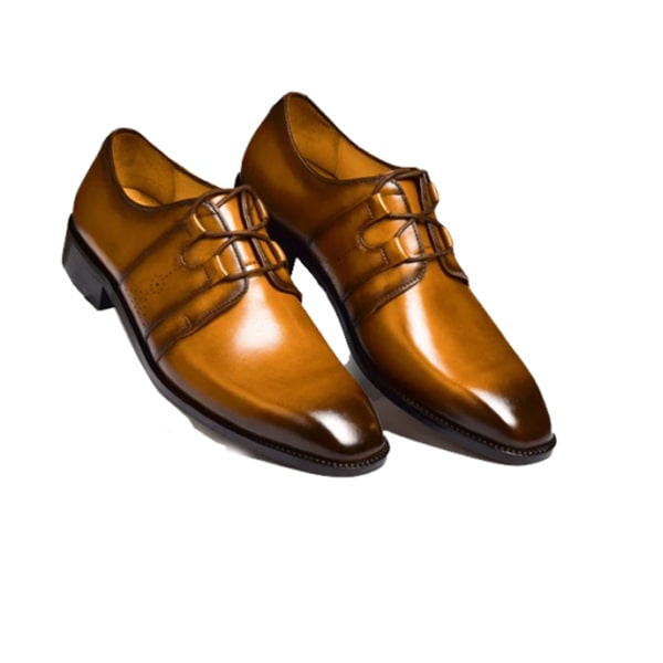 Derby Blucher Yellow Shoes Hand Painted Patina Leather