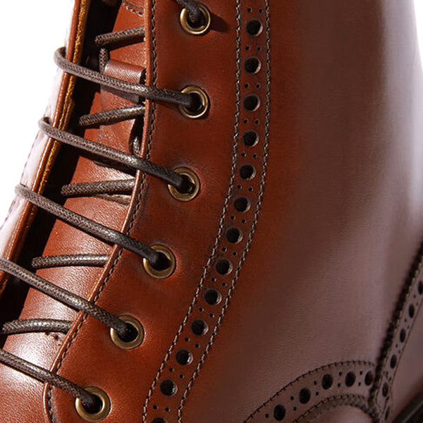 Wingtip Brown Leather High Ankle Derby Boots