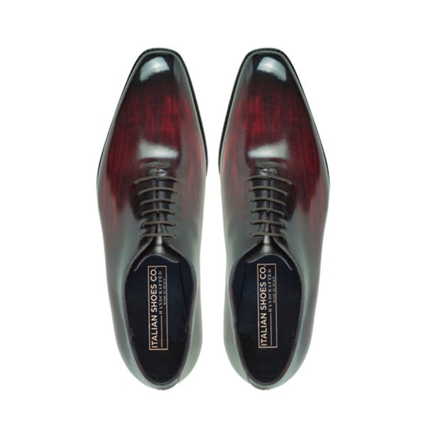 Classic Oxford Lace up Wine Leather Shoes with Patina Design