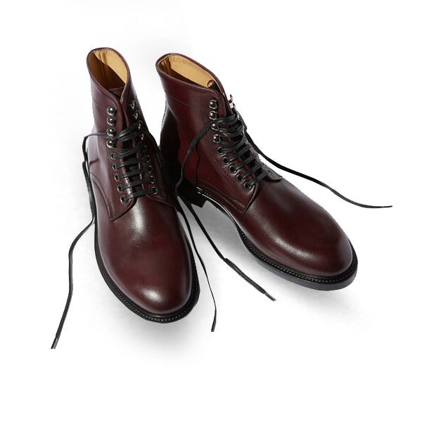 Derby High Ankle Burgundy Colored Leather Boots