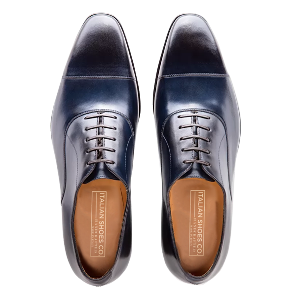 Oxfords Blue Italian Leather Men Shoes