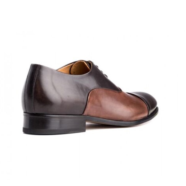 Captoe Oxford Dress up Brown Leather Hand Painted Shoes