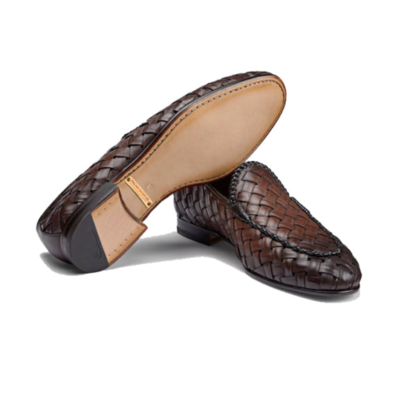 Tan outlets Leather Woven Loafers,Hand Crafted,Hand Woven