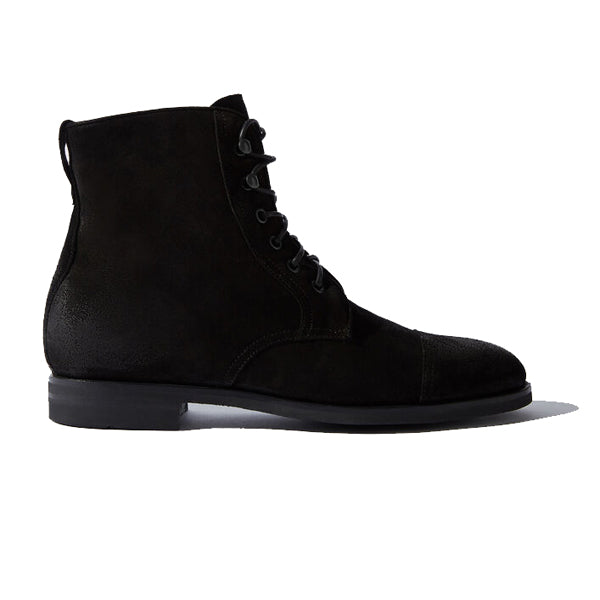 Derby High Ankle Suede Black Leather Boots 690