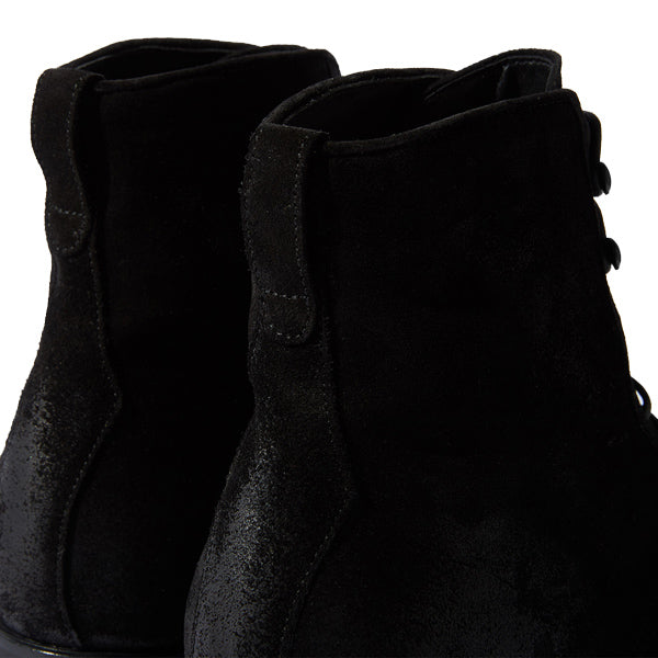 Derby High Ankle Suede Black Leather Boots