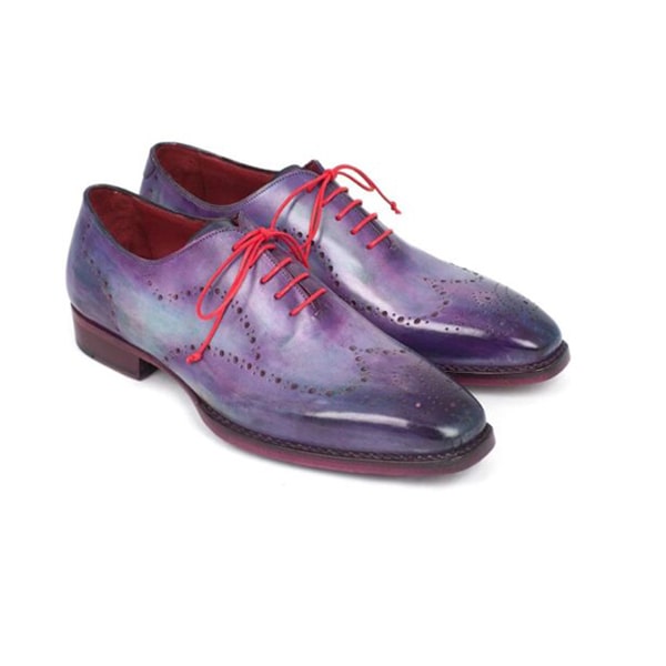 Wingtip Oxford Italian Leather Shoes with Red Laces