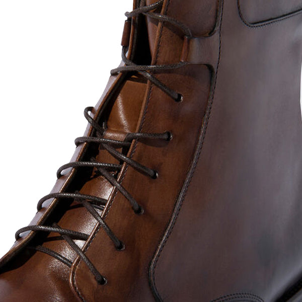 Derby Dark Brown Leather High Ankle Boots