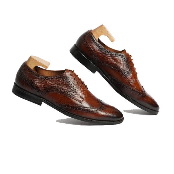 Wingtip Derby Dress up Shiny Brown Shoes