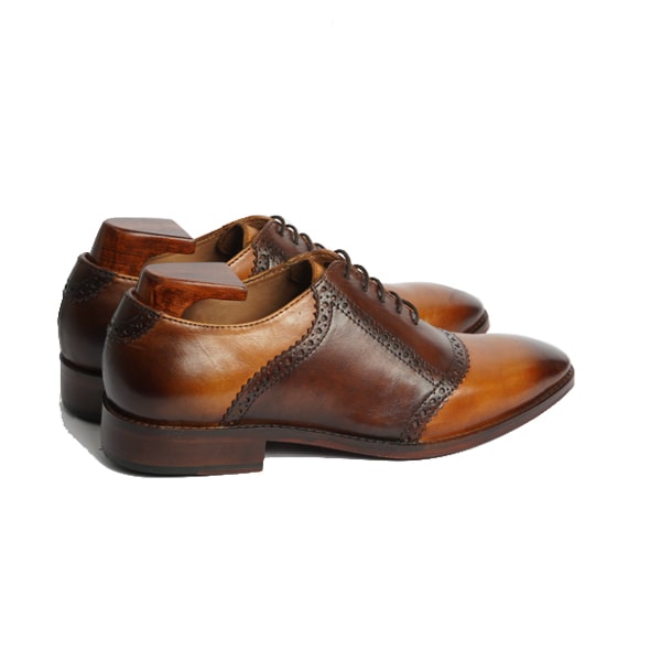 Wingtip Oxford Shade Brown Leather Hand Painted Shoes