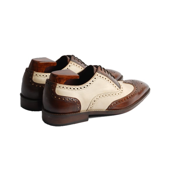 Wingtip Oxford Brogue Handmade Shoes with Two Tone Leather