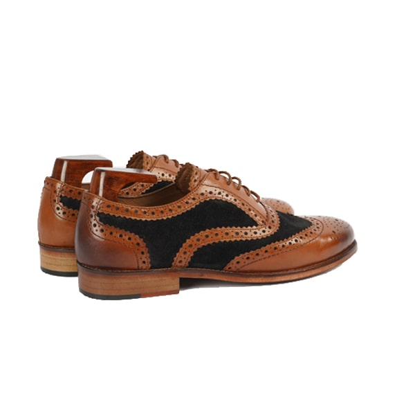 Wingtip Oxford Brogue Hand Crafted Shoes with Two Tone Leather