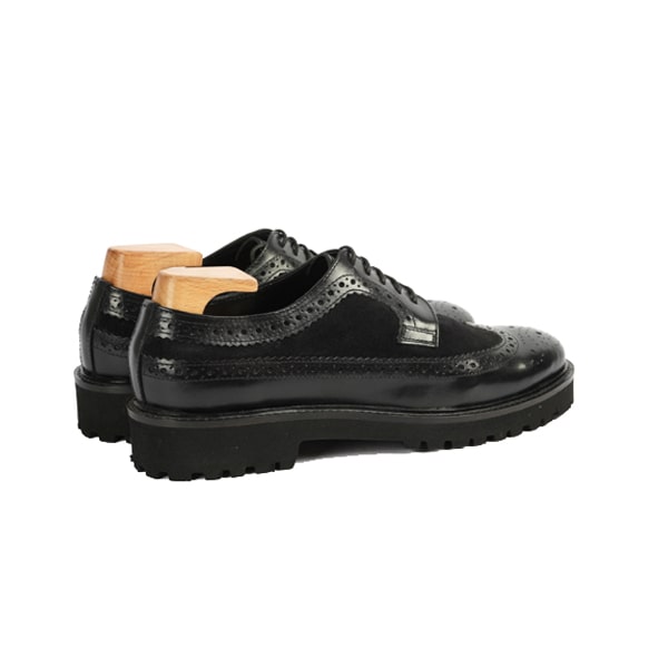 Wingtip Derby Black Leather Hand Made Dress up Shoes