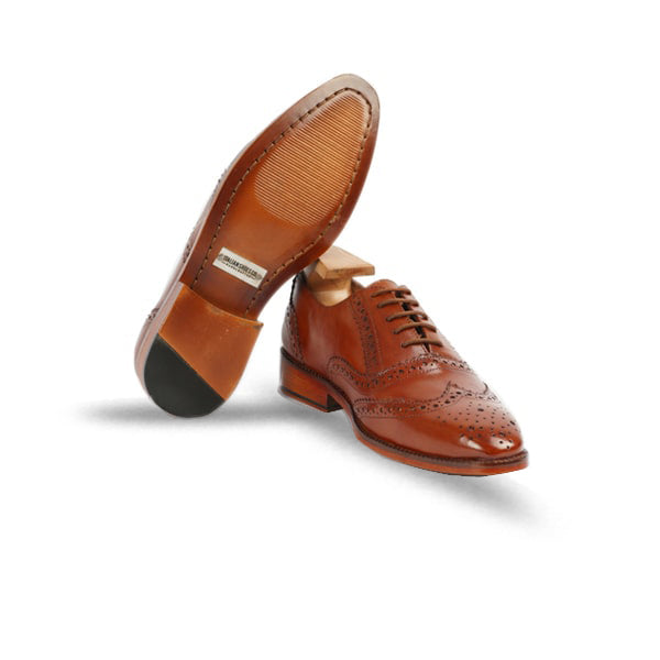 Oxford Brogue Brown Hand Colored Leather Shoes