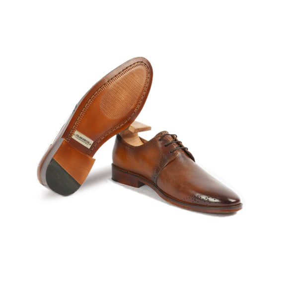 Brown Leather Plain Toe Shoes