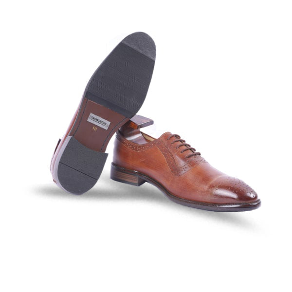 Oxford Brogue Shiny Dark Brown Shoes