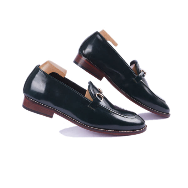 Penny Navy Blue Leather Loafer Shoes Online