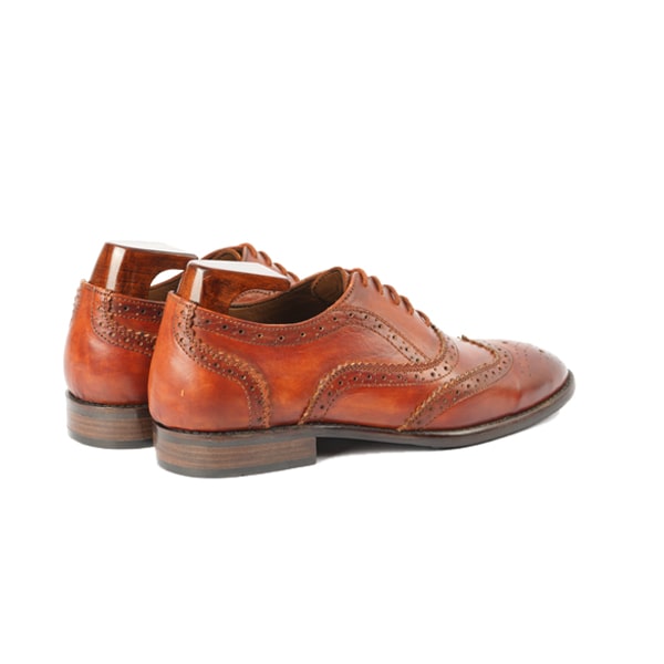 Wingtip Oxford Brogue Shiny Brown Shoes