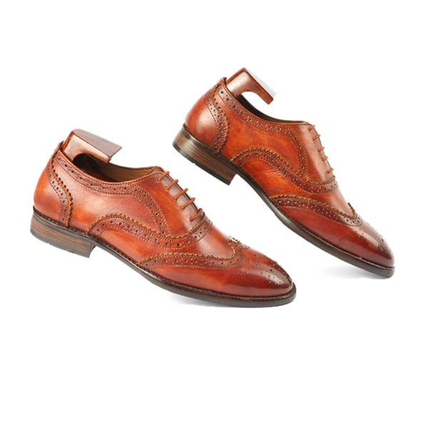 Wingtip Oxford Brogue Shiny Brown Shoes