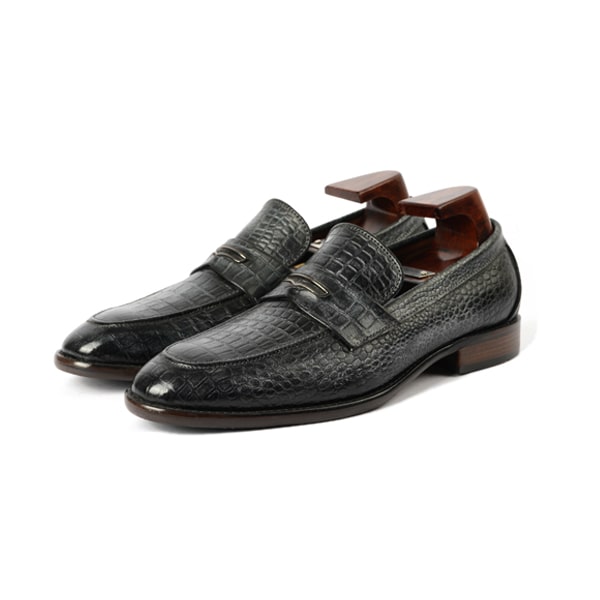 Embossed Matt Leather Penny Loafer
