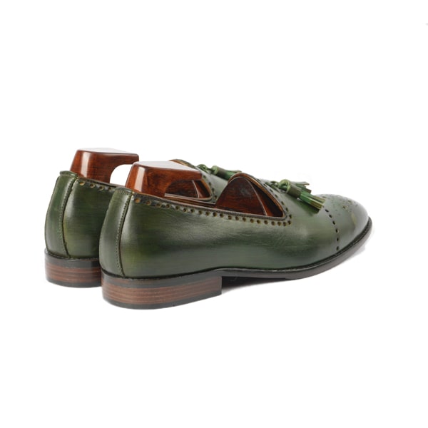 Tassel leather dark green loafer | Luxury shoes for men