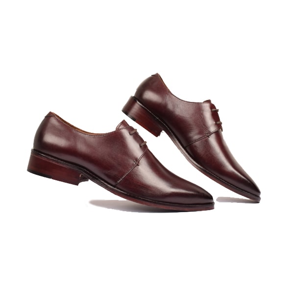 Derby Blucher Classy Shoes Burgundy Leather