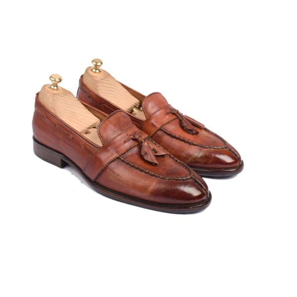 Tassel Brown Hand Painted Leather Loafer