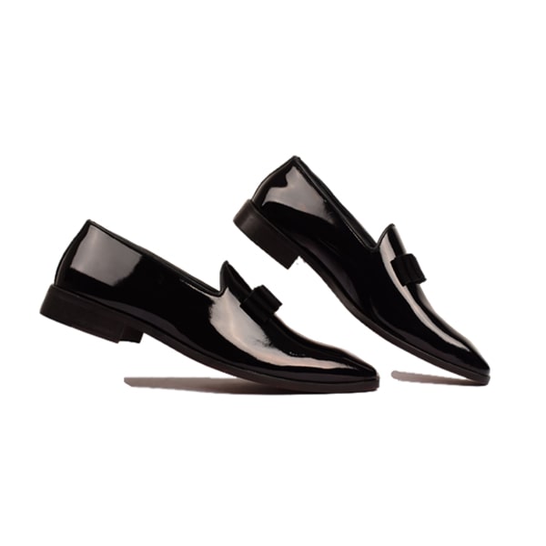 Classic Design Shiny Black Slip On Shoes