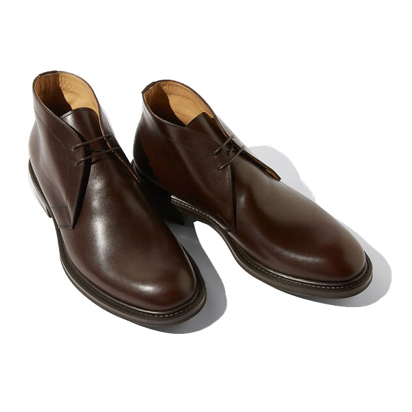 Derby Chukka Boots In Dark Brown Leather