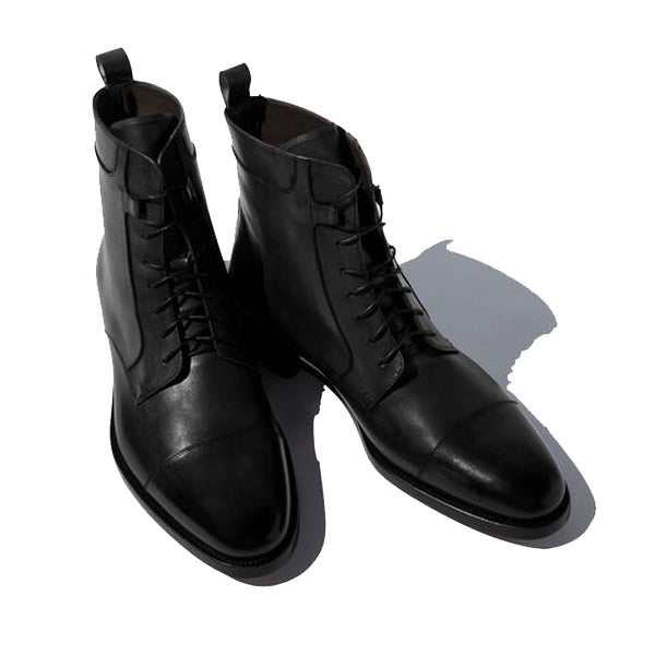 Derby Leather High Ankle Boots