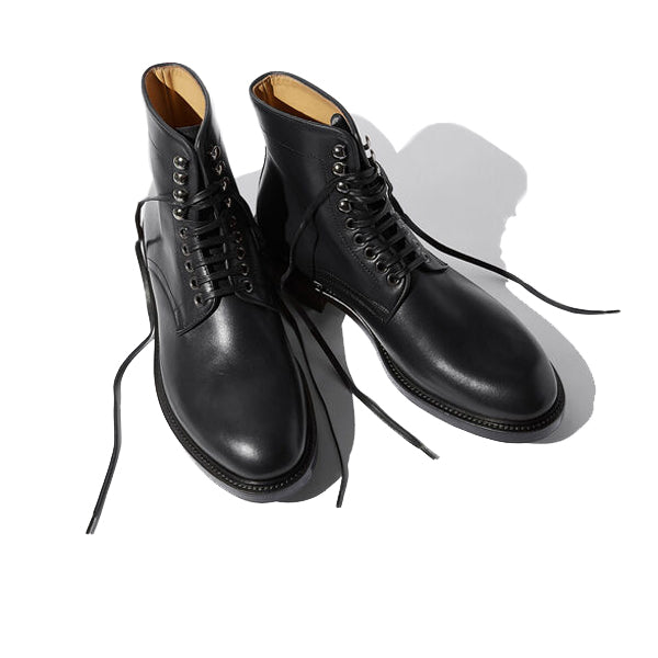 Derby High Ankle Black Colored Leather Boots