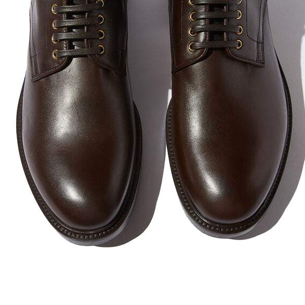 Derby High Ankle Dark Brown Colored Leather Boots