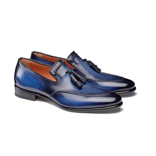 Blue Leather Tassel Loafer